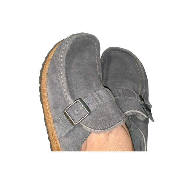 Birkenstock Buckley Shearling Suede Leather Sz 37 Women's 6 Gray Slip On Shoes - Picture 4 of 11